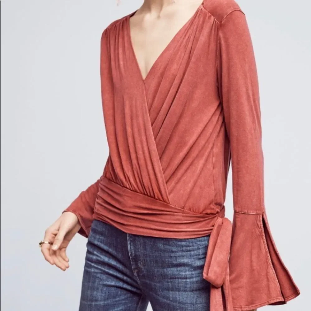 Anthropologie Burgundy Wrapped Pullover M - Picture 3 of 8